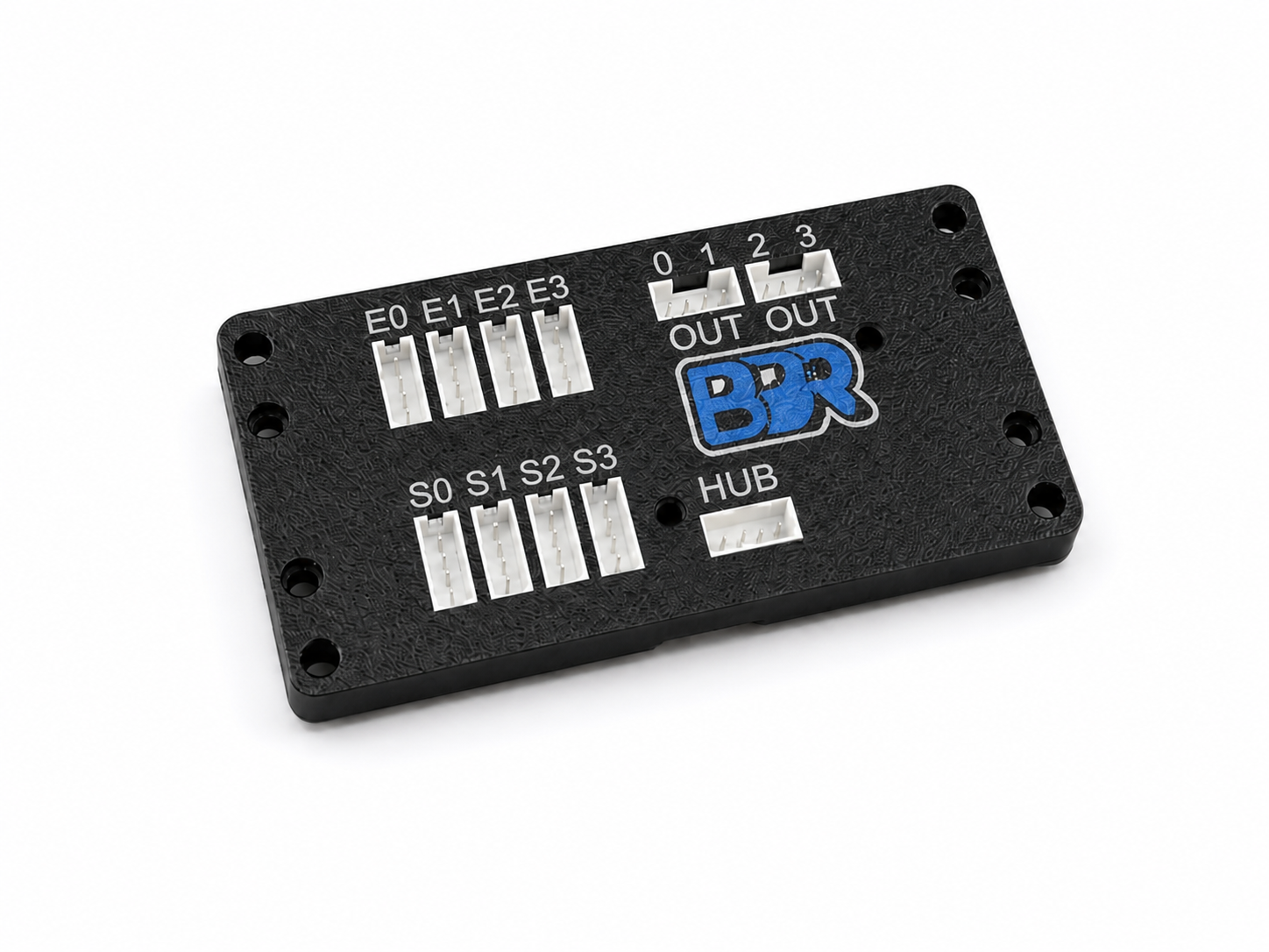 The BBR Digital Expander, showing its four encoder ports (E0-E3), four sensor ports (S0-S3), four digital outputs and the HUB port that connects it to your robot controller.